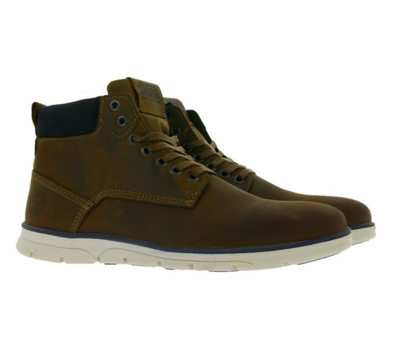 Jack & Jones Tubar men's lace-up boots genuine leather with removable insole 12159513 brown