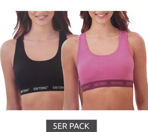 Lot de 5 soutiens-gorge de sport à dos nageur pour femme GIN TONIC 212061938 rose ou noir
