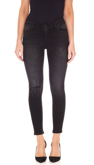 LTB Lonia Damen Super Skinny Jeans Mid Rise Hose im leichten Used-Look 51032 14163 51237 Schwarz