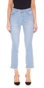 LTB Lynda jean évasé court femme pantalon en denim taille haute avec délavage libre 51351 14321 52067 bleu