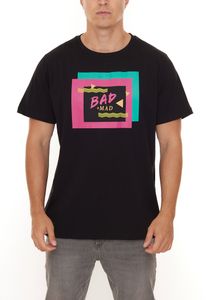 BAD+MAD Berlin Tee Herren Baumwoll-T-Shirt mit buntem Front-Print Rundhals-Shirt BMTR002 Schwarz BAD+MAD Berlin Tee Herren Baumwoll-T-Shirt mit buntem Front-Print Rundhals-Shirt BMTR002 Schwarz