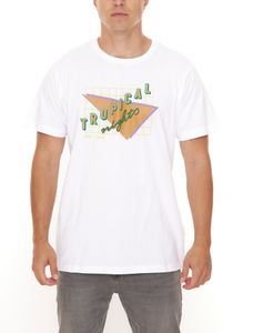 BAD+MAD Rio Tee Herren Kurzarm-Shirt mit großem Front-Print Baumwoll-T-Shirt BMTR005 Weiß BAD+MAD Rio Tee Herren Kurzarm-Shirt mit großem Front-Print Baumwoll-T-Shirt BMTR005 Weiß