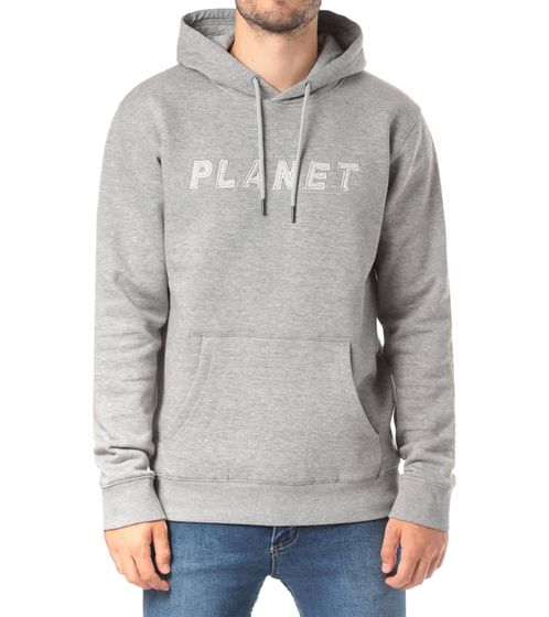 Planet Sports Logo Herren Hoodie mit Känguru-Tasche Kapuzen-Sweater mit Stickerei PS120017 853 Grau Melange