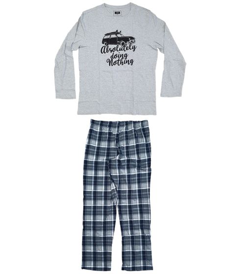 AM Legend Herren Pyjama-Set 2-teilig karierter Schlafanzug IAN MPJ 23 Navy/Grau