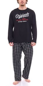 Conjunto de pijama para hombre AM Legend Pijama de cuadros de 2 piezas IAN MPJ 23 negro/blanco Conjunto de pijama para hombre AM Legend Pijama de cuadros de 2 piezas IAN MPJ 23 negro/blanco