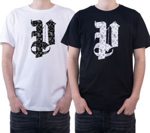 PASH Bandana Tee Men's Cotton T-Shirt with Floral Front Print Short Sleeve Shirt PATR005 White or Black