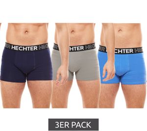 3er Pack HECHTER STUDIO Herren Boxershorts Baumwoll-Unterwäsche Blau/Grau