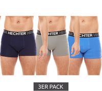 3er Pack HECHTER STUDIO Herren Boxershorts Baumwoll-Unterwäsche Schwarz, Grau, Blau, Rot