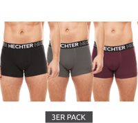 3er Pack HECHTER STUDIO Herren Boxershorts Baumwoll-Unterwäsche Schwarz, Grau, Blau, Rot