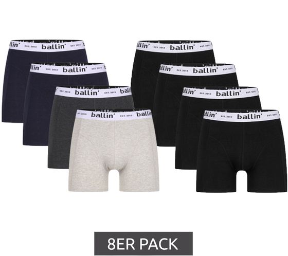 Pack of 8 Ballin Est. 2013 men s boxer shorts with brand lettering on the waistband underpants BOX-H00051 black, navy, anthracite, light grey