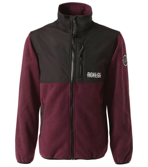 YOUNG & RECKLESS Herren Fleece-Jacke im Color-Blocking-Style Übergangs-Jacke 140011 Burgunder-Rot/Schwarz