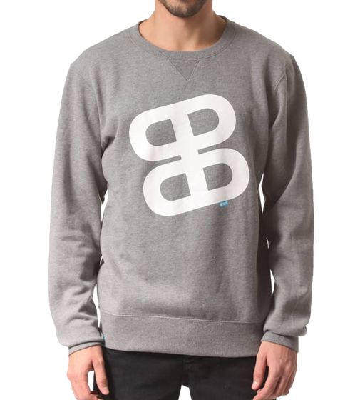 Planet Sports Icon Logo Crew Men s Cotton Pullover Casual Leisure Pullover with Print Sweat Shirt Grey