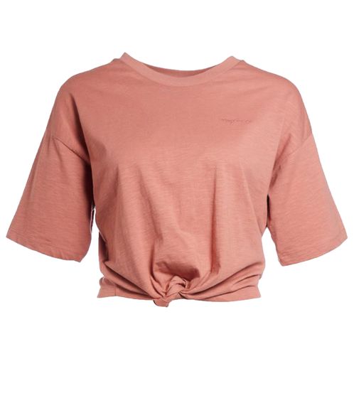 MAZINE Jula T chemise à col rond pour femme durable et végétalienne avec nœud 22133961 marron rouille/rouge