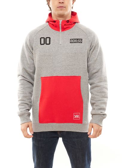 YOUNG & RECKLESS men's hoodie made of cotton hooded sweater with zip 120023-853 grey/red