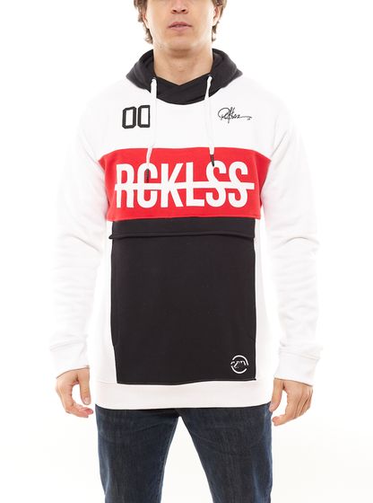 YOUNG & RECKLESS Strike Thru men s cotton hoodie hooded sweater 120029-300 black/white/red