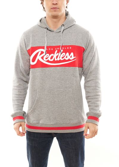 YOUNG & RECKLESS Opulent men s hoodie made of cotton hooded sweater 120031-853 grey/red/white