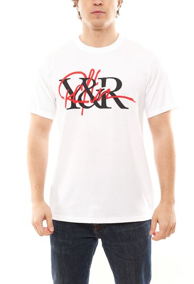 YOUNG & RECKLESS T-shirt homme entrelacé en coton avec imprimé sur le devant 110017-300 blanc