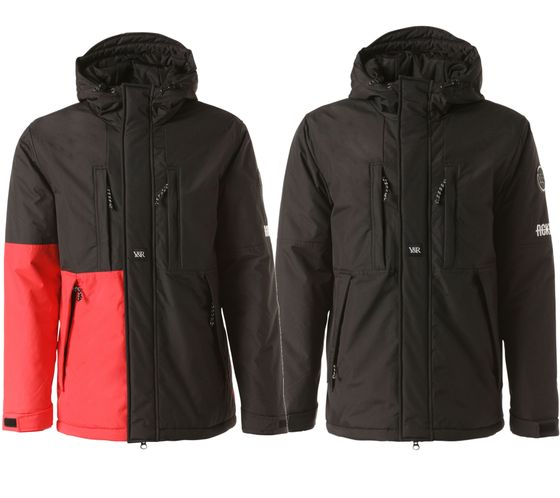 YOUNG & RECKLESS Lined Parka for Men Hooded with Visor Transition Jacket 140007 Black or Black/Red