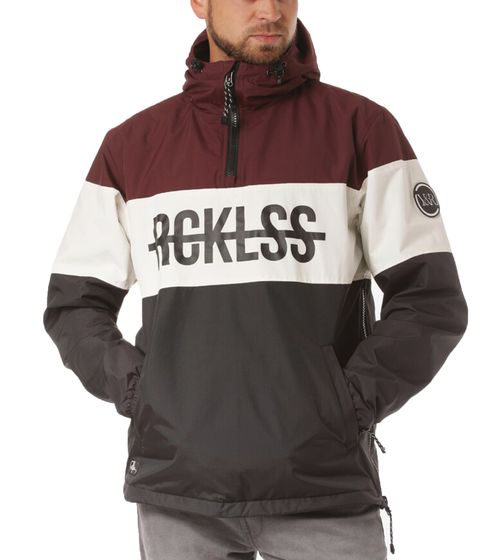 YOUNG & RECKLESS men's pull-over transition jacket in color blocking style windbreaker 140003 wine red-black-white