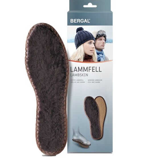BERGAL insole cozy and warm insoles made from 100% genuine and natural tanned lambskin brown
