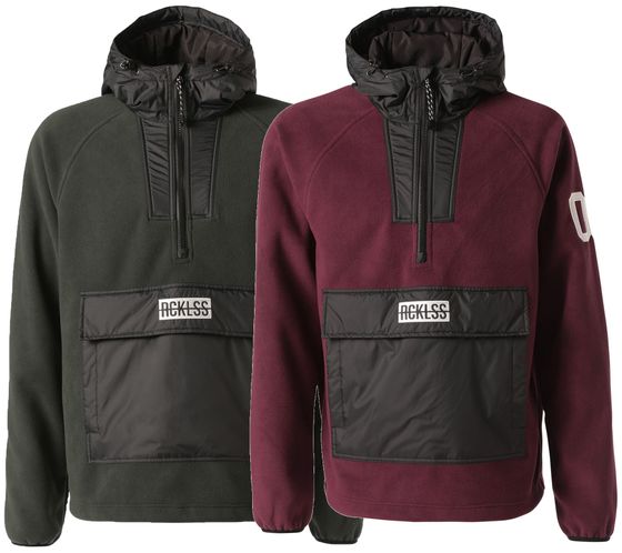 YOUNG & RECKLESS men s fleece hoody in color blocking style transition jacket 140001 burgundy red or dark green