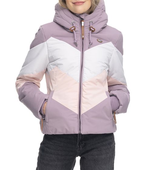 ragwear Novva Block Winter-Jacke warm gefütterte Damen Jacke mit Kapuze Ski-Jacke 100% Vegan 2221-60009 2058 Lila Weiß Rosa 
