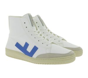 FLAMINGOS LIFE Old 80`s Sneaker sneaker alta equa e sostenibile alla caviglia Made in Spain OLD 80 SS21O8WHIBLMO bianco/blu FLAMINGOS LIFE Old 80`s Sneaker sneaker alta equa e sostenibile alla caviglia Made in Spain OLD 80 SS21O8WHIBLMO bianco/blu