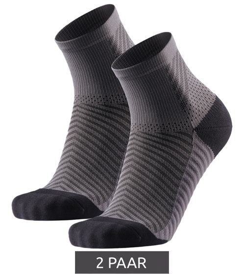 2 pairs of DANISH ENDURANCE anti-friction race men's running socks with grip padding sports stockings 160000 black/Gray