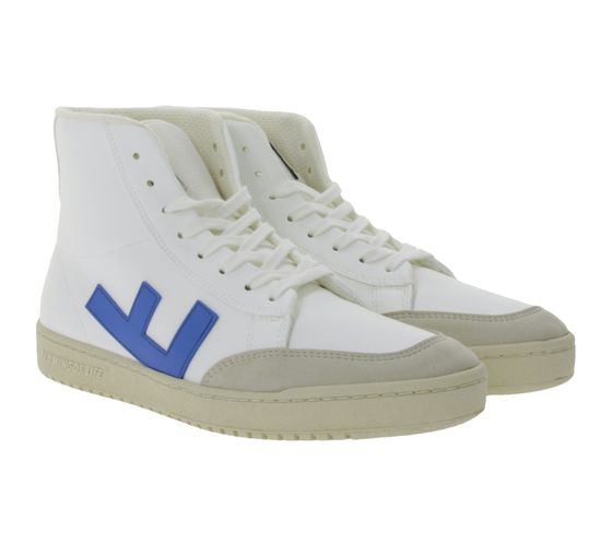 FLAMINGOS LIFE Old 80`s high-top sneaker fair and vegan leisure shoes FW2108WHIBLUMON white/blue