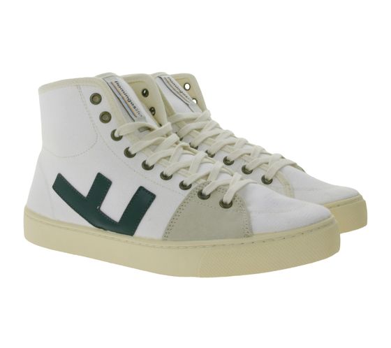 FLAMINGOS LIFE El Camino high-top sneaker fair and sustainable city shoes made of canvas made in Spain white/green
