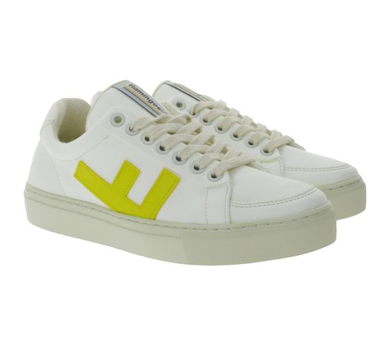 FLAMINGOS LIFE Classic 70`s women s city shoes vegan low-top sneakers Made in Spain SS21C7WHILEGR white/yellow/gray