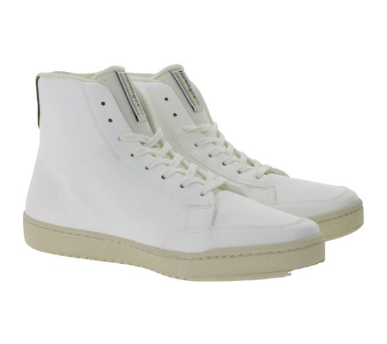 FLAMINGOS LIFE Old 80`s everyday shoes vegan high-top sneakers Made in Spain WHITE STONE MONOCOLOR white