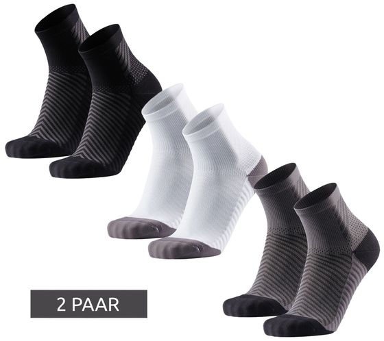 2 paires de chaussettes de course DANISH ENDURANCE anti-friction race pour hommes avec rembourrage grip bas de sport 160000 en noir, blanc, gris