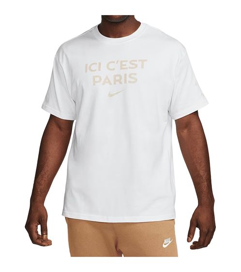 NIKE Paris Saint-Germain Travel Tee Herren Trainings-Shirt mit Schriftzug-Print Sport-Shirt DZ3676-100 Weiß