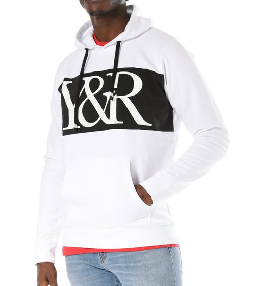 YOUNG & RECKLESS Hybrid Herren Hoodie warmer Kapuzen-Pullover Sweater aus Baumwolle 120033-300 Weiß/Schwarz