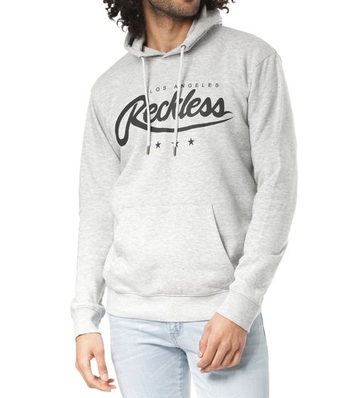 YOUNG & RECKLESS National Glory men s hoodie made of cotton, stylish hooded sweater, gray/black