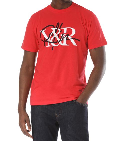 YOUNG & RECKLESS T-shirt en coton pour hommes entrelacés avec imprimé signature 110017-572 rouge
