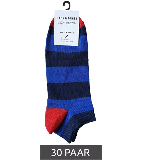 30 pairs of JACK & JONES sports socks, sneaker socks, fast short socks in one size, blue stripes