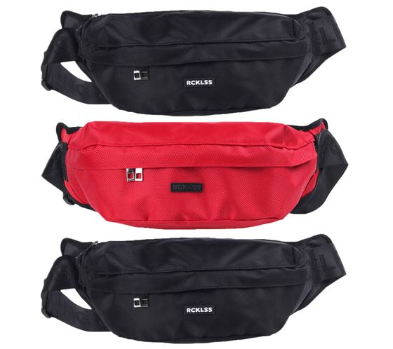 YOUNG & RECKLESS Roth Sling Bauch-Tasche schlichte Umhänge-Tasche mit Haupt- und Frontfach 700029 Schwarz oder Rot