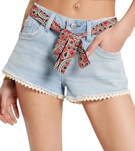 Superdry Lace Hot Short pantalon en jean femme avec ceinture à nouer 68138064 Bleu