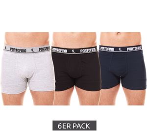 Pack of 6 PORTOFINO men's underwear comfortable boxer shorts PF100 black, navy, gray