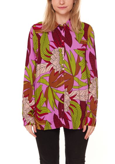 Aniston CASUAL women's leisure blouse with a floral pattern, slip-on blouse 13010835 pink/multicolored