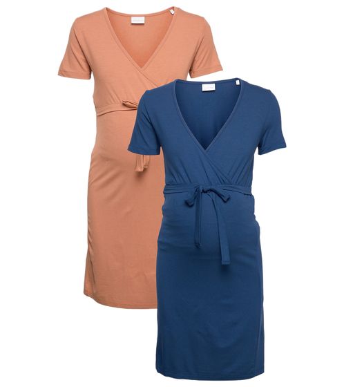 Pack of 2 MAMALICIOUS women s maternity dresses made of Tencel jersey dress for expectant mothers 49554105 Navy/Beige