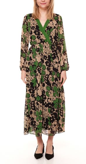 Aniston Selected robe longue pour femme robe en mousseline à manches longues 38511519 Vert/Beige