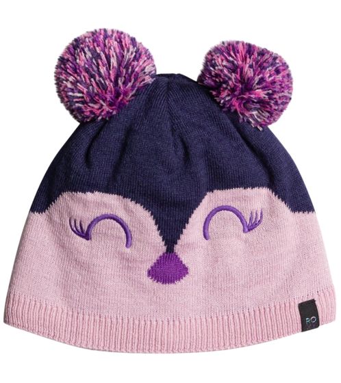 ROXY Mini Snow Moon Beanie Cappello con doppio pompon per bambini con design animalier ERLHA03107 MGN0 Viola/Blu