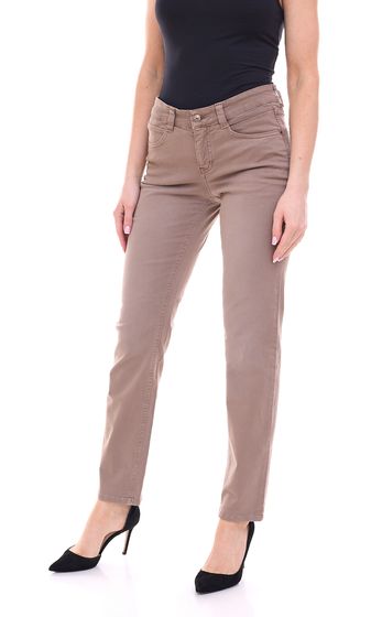 MAC Jeans Angela1 women s cotton trousers with logo patch 34348365 brown