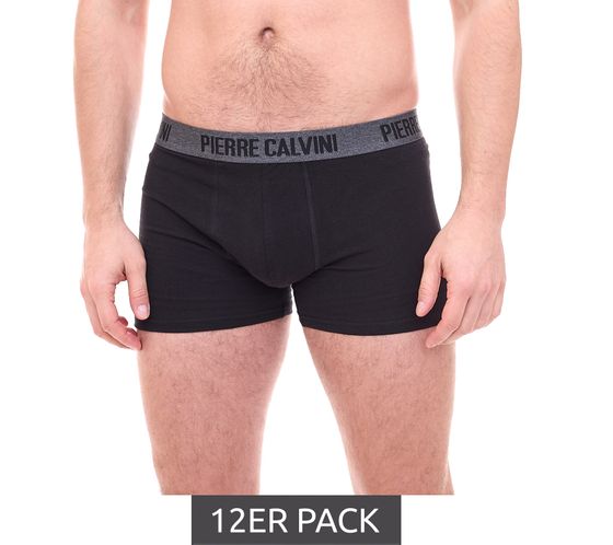 12er Pack PIERRE CALVINI Hipster Herren Boxershorts mit HyFRESH-Technologie Baumwoll-Shorts Schwarz