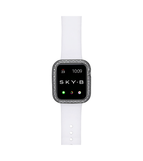 SKY•B W009X42 Soda Pop Damen Apple-Watch Gehäuse mit Zirkoniasteinen 76425636 Dunkelsilber