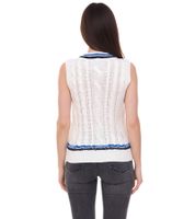 Tom Tailor Jersey tipo chaleco de mujer con punto trenzado 19092600 lana blanco