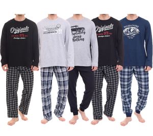 AM Legend men s pajama set 2-piece checked or plain pajamas IAN MPJ 23 black, navy, gray in different models